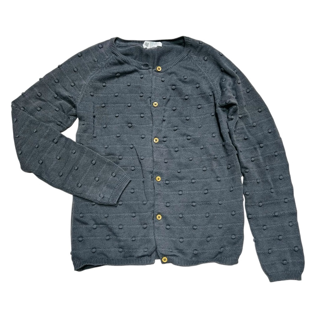 H&M‎ Charcoal Buttoned Kids Sweater Cardigan Bubble Knit